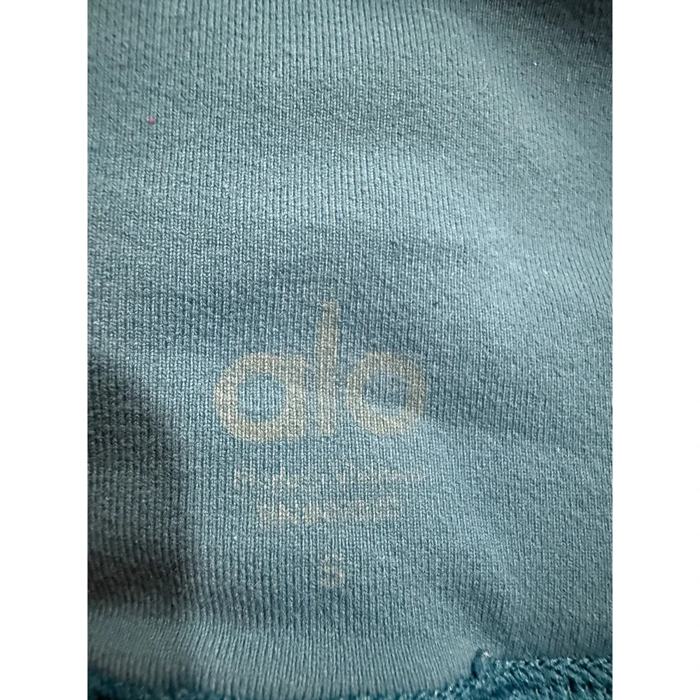 Alo Yoga Women Teal Blue Moto High Waist Mesh Quilted Crop Leggings Size S